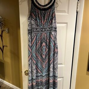 Multicolor Halter Sleeveless Maxi Sundress